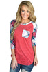 Sexy Vibrant Plaid Raglan Sleeve Red Top